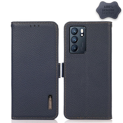 KHAZNEH Side-Magnetic Litchi Genuine Leather RFID Case, For OPPO A16, For OPPO A54 4G, For OPPO A55 5G, For OPPO A55s 5G JP Version, For OPPO A93 5G, For OPPO F19 Pro, For OPPO F19 Pro+ 5G / Reno5 Z / A94 5G, For OPPO F19                               ...