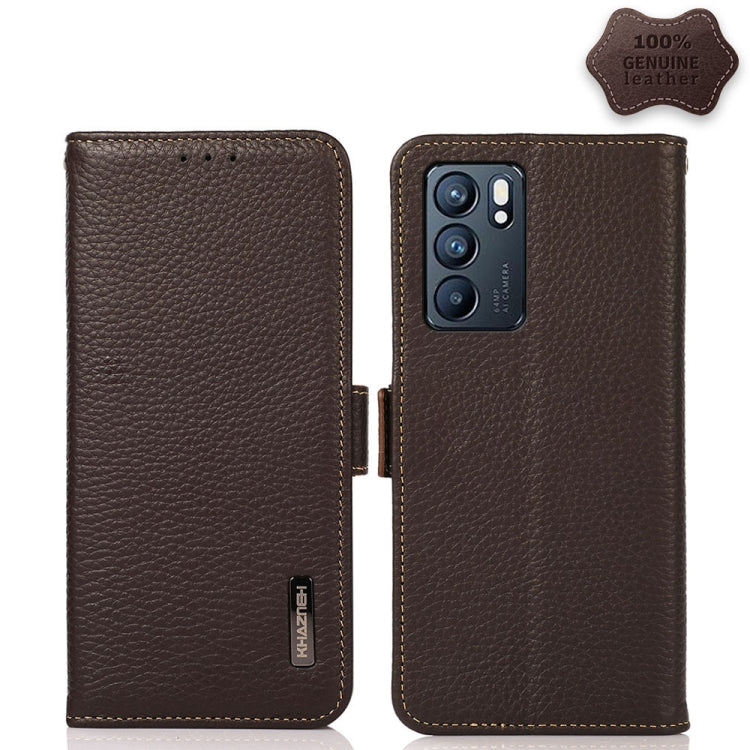 KHAZNEH Side-Magnetic Litchi Genuine Leather RFID Case, For OPPO A16, For OPPO A54 4G, For OPPO A55 5G, For OPPO A55s 5G JP Version, For OPPO A93 5G, For OPPO F19 Pro, For OPPO F19 Pro+ 5G / Reno5 Z / A94 5G, For OPPO F19                               ...