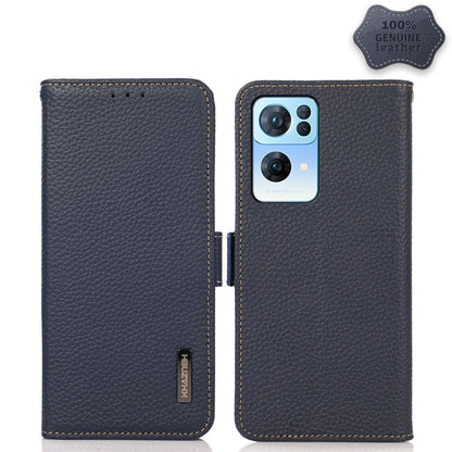 KHAZNEH Side-Magnetic Litchi Genuine Leather RFID Case, For OPPO A16, For OPPO A54 4G, For OPPO A55 5G, For OPPO A55s 5G JP Version, For OPPO A93 5G, For OPPO F19 Pro, For OPPO F19 Pro+ 5G / Reno5 Z / A94 5G, For OPPO F19                               ...