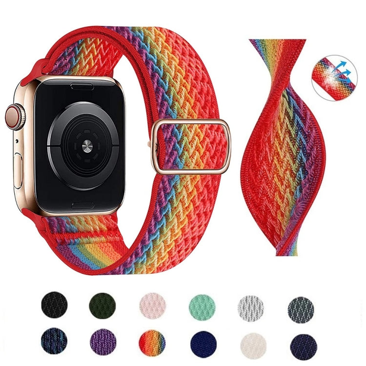 Bracelet en nylon texturé en W pour Apple Watch Series 7 41 mm / 6&SE&5&4 40 mm / 3&2&1 38 mm, 7 45 mm / 6&SE&5&4 44 mm / 3&2&1 42 mm