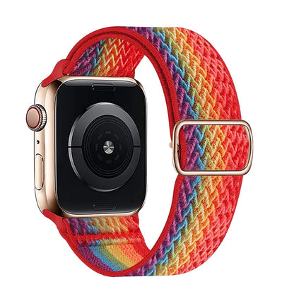 Bracelet en nylon texturé en W pour Apple Watch Series 7 41 mm / 6&SE&5&4 40 mm / 3&2&1 38 mm, 7 45 mm / 6&SE&5&4 44 mm / 3&2&1 42 mm