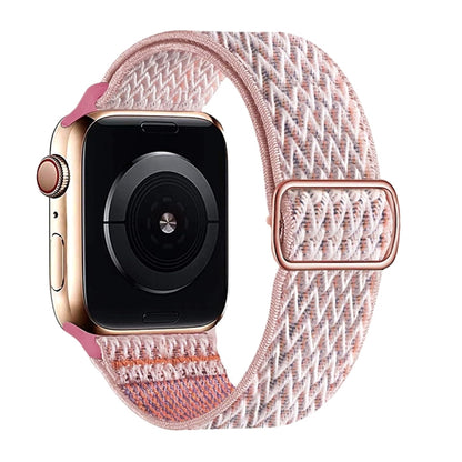 Bracelet en nylon texturé en W pour Apple Watch Series 7 41 mm / 6&SE&5&4 40 mm / 3&2&1 38 mm, 7 45 mm / 6&SE&5&4 44 mm / 3&2&1 42 mm