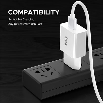 IVON AD-35 2 in 1 18W QC3.0 USB Port Travel Charger + 1m USB to Micro USB Data Cable Set,, EU Plug, US Plug