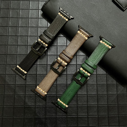 Genuine Leather Watchband For Apple Watch Series, 7 41mm / 6&SE&5&4 40mm / 3&2&1 38mm, 7 45mm / 6&SE&5&4 44mm / 3&2&1 42mm