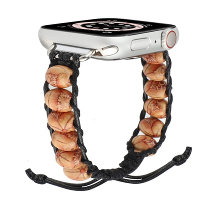 Wooden Bead Watchband For Apple Watch Series, 7 41mm / 6&SE&5&4 40mm / 3&2&1 38mm, 7 45mm / 6&SE&5&4 44mm / 3&2&1 42mm