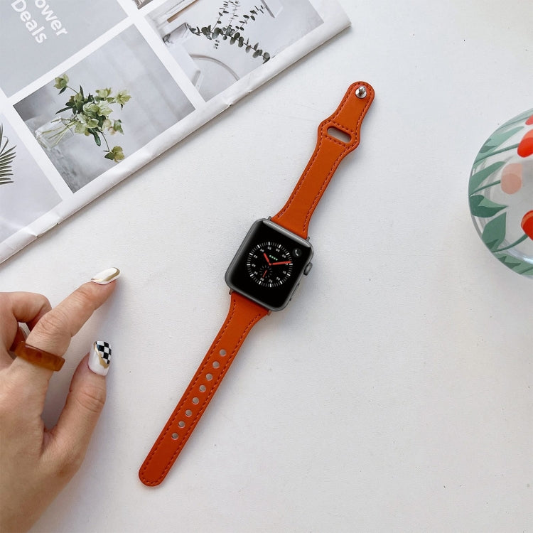 Flat Texture Leather Watchband For Apple Watch Series, 7 41mm / 6&SE&5&4 40mm / 3&2&1 38mm, 7 45mm / 6&SE&5&4 44mm / 3&2&1 42mm