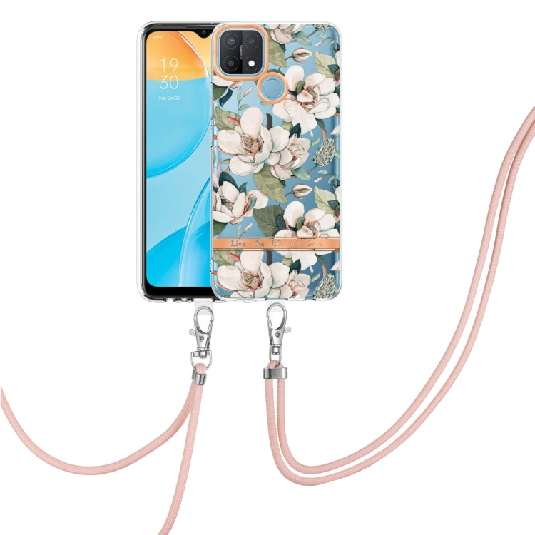Flowers Series TPU Phone Case with Lanyard, For OPPO A15 / A15S, For OPPO A55 5G / A53S 5G / A54 4G / A16 / A54S 4G, For OPPO A74 5G / A93 5G / A54 5G / A93S 5G, For OPPO A94 5G, For OPPO Realme 8i, For OPPO Reno6 5G, For OPPO Reno6 Pro+ 5G
