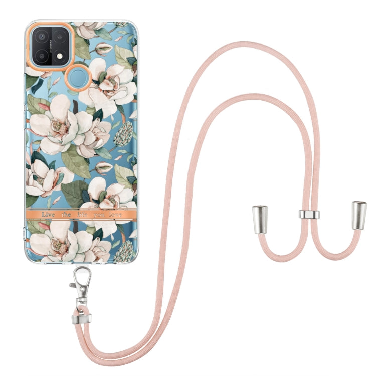 Flowers Series TPU Phone Case with Lanyard, For OPPO A15 / A15S, For OPPO A55 5G / A53S 5G / A54 4G / A16 / A54S 4G, For OPPO A74 5G / A93 5G / A54 5G / A93S 5G, For OPPO A94 5G, For OPPO Realme 8i, For OPPO Reno6 5G, For OPPO Reno6 Pro+ 5G