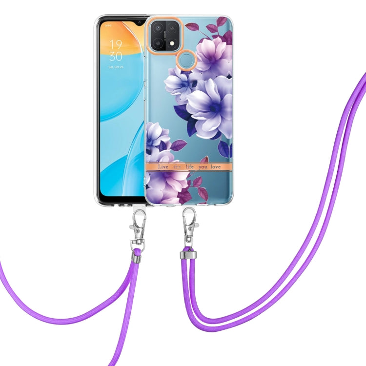 Flowers Series TPU Phone Case with Lanyard, For OPPO A15 / A15S, For OPPO A55 5G / A53S 5G / A54 4G / A16 / A54S 4G, For OPPO A74 5G / A93 5G / A54 5G / A93S 5G, For OPPO A94 5G, For OPPO Realme 8i, For OPPO Reno6 5G, For OPPO Reno6 Pro+ 5G