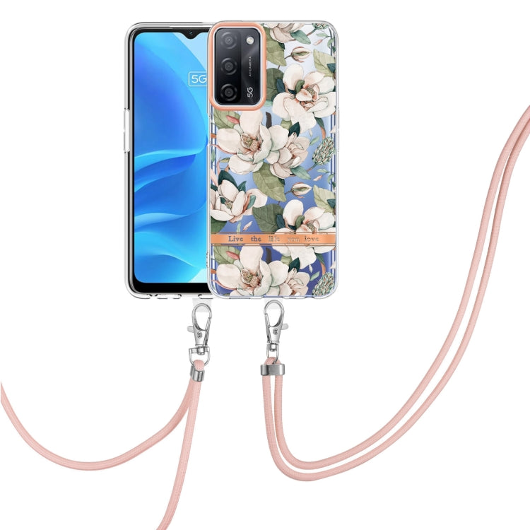 Flowers Series TPU Phone Case with Lanyard, For OPPO A15 / A15S, For OPPO A55 5G / A53S 5G / A54 4G / A16 / A54S 4G, For OPPO A74 5G / A93 5G / A54 5G / A93S 5G, For OPPO A94 5G, For OPPO Realme 8i, For OPPO Reno6 5G, For OPPO Reno6 Pro+ 5G
