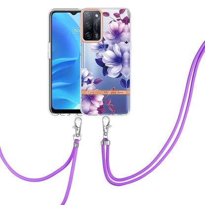 Flowers Series TPU Phone Case with Lanyard, For OPPO A15 / A15S, For OPPO A55 5G / A53S 5G / A54 4G / A16 / A54S 4G, For OPPO A74 5G / A93 5G / A54 5G / A93S 5G, For OPPO A94 5G, For OPPO Realme 8i, For OPPO Reno6 5G, For OPPO Reno6 Pro+ 5G
