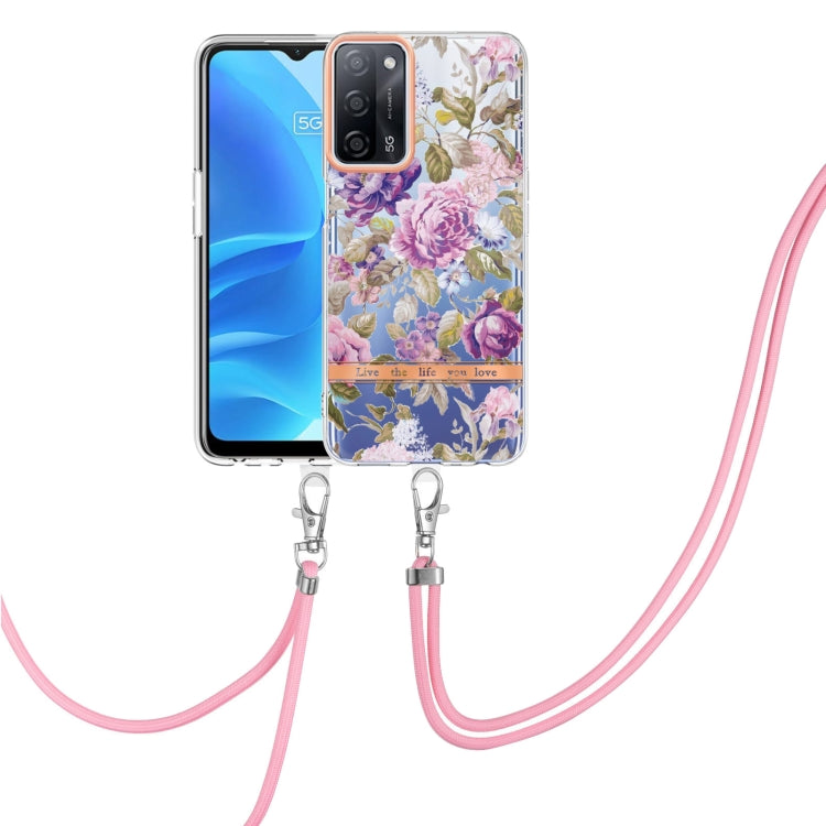 Flowers Series TPU Phone Case with Lanyard, For OPPO A15 / A15S, For OPPO A55 5G / A53S 5G / A54 4G / A16 / A54S 4G, For OPPO A74 5G / A93 5G / A54 5G / A93S 5G, For OPPO A94 5G, For OPPO Realme 8i, For OPPO Reno6 5G, For OPPO Reno6 Pro+ 5G