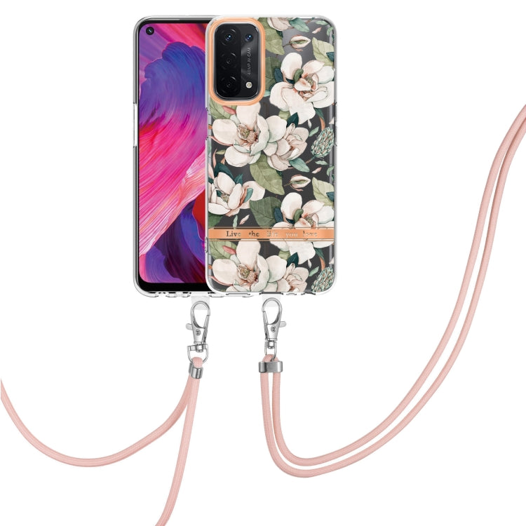 Flowers Series TPU Phone Case with Lanyard, For OPPO A15 / A15S, For OPPO A55 5G / A53S 5G / A54 4G / A16 / A54S 4G, For OPPO A74 5G / A93 5G / A54 5G / A93S 5G, For OPPO A94 5G, For OPPO Realme 8i, For OPPO Reno6 5G, For OPPO Reno6 Pro+ 5G