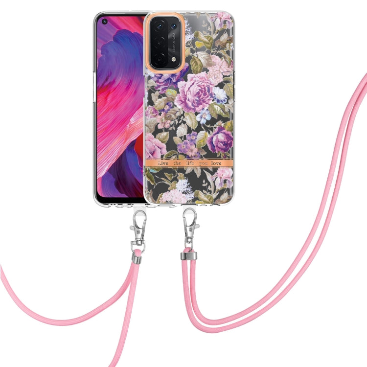 Flowers Series TPU Phone Case with Lanyard, For OPPO A15 / A15S, For OPPO A55 5G / A53S 5G / A54 4G / A16 / A54S 4G, For OPPO A74 5G / A93 5G / A54 5G / A93S 5G, For OPPO A94 5G, For OPPO Realme 8i, For OPPO Reno6 5G, For OPPO Reno6 Pro+ 5G