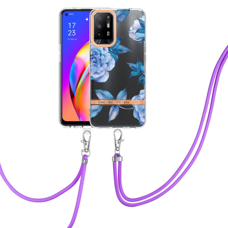 Flowers Series TPU Phone Case with Lanyard, For OPPO A15 / A15S, For OPPO A55 5G / A53S 5G / A54 4G / A16 / A54S 4G, For OPPO A74 5G / A93 5G / A54 5G / A93S 5G, For OPPO A94 5G, For OPPO Realme 8i, For OPPO Reno6 5G, For OPPO Reno6 Pro+ 5G