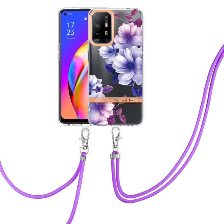 Flowers Series TPU Phone Case with Lanyard, For OPPO A15 / A15S, For OPPO A55 5G / A53S 5G / A54 4G / A16 / A54S 4G, For OPPO A74 5G / A93 5G / A54 5G / A93S 5G, For OPPO A94 5G, For OPPO Realme 8i, For OPPO Reno6 5G, For OPPO Reno6 Pro+ 5G