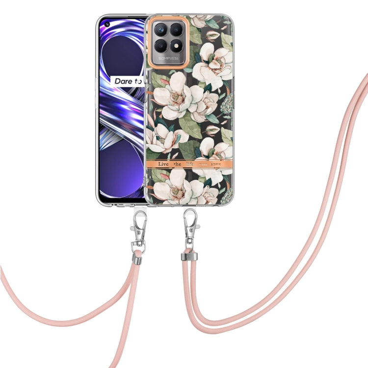 Flowers Series TPU Phone Case with Lanyard, For OPPO A15 / A15S, For OPPO A55 5G / A53S 5G / A54 4G / A16 / A54S 4G, For OPPO A74 5G / A93 5G / A54 5G / A93S 5G, For OPPO A94 5G, For OPPO Realme 8i, For OPPO Reno6 5G, For OPPO Reno6 Pro+ 5G