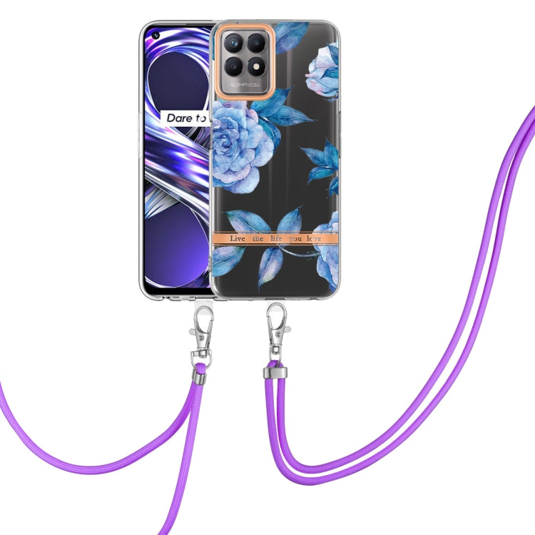 Flowers Series TPU Phone Case with Lanyard, For OPPO A15 / A15S, For OPPO A55 5G / A53S 5G / A54 4G / A16 / A54S 4G, For OPPO A74 5G / A93 5G / A54 5G / A93S 5G, For OPPO A94 5G, For OPPO Realme 8i, For OPPO Reno6 5G, For OPPO Reno6 Pro+ 5G