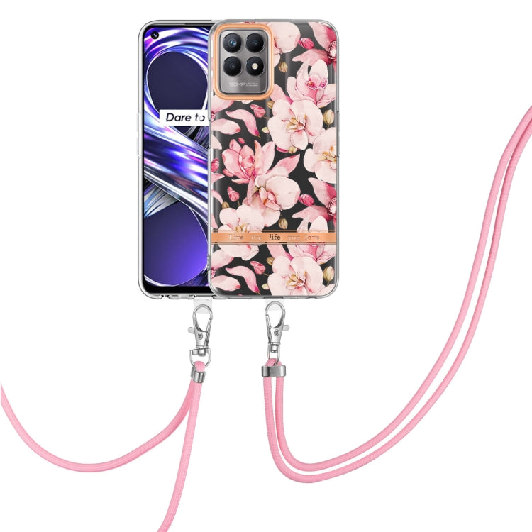 Flowers Series TPU Phone Case with Lanyard, For OPPO A15 / A15S, For OPPO A55 5G / A53S 5G / A54 4G / A16 / A54S 4G, For OPPO A74 5G / A93 5G / A54 5G / A93S 5G, For OPPO A94 5G, For OPPO Realme 8i, For OPPO Reno6 5G, For OPPO Reno6 Pro+ 5G