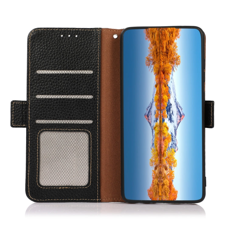 KHAZNEH Side-Magnetic Litchi Genuine Leather RFID Phone Case, For Nokia C20 Plus, For OPPO Realme 9i, For OPPO Reno7 5G / Find X5 Lite, For Xiaomi Redmi Note 11 Pro 5G / 4G Foreign Version, For Xiaomi Redmi Note 11 Pro 5G / 4G                          ...