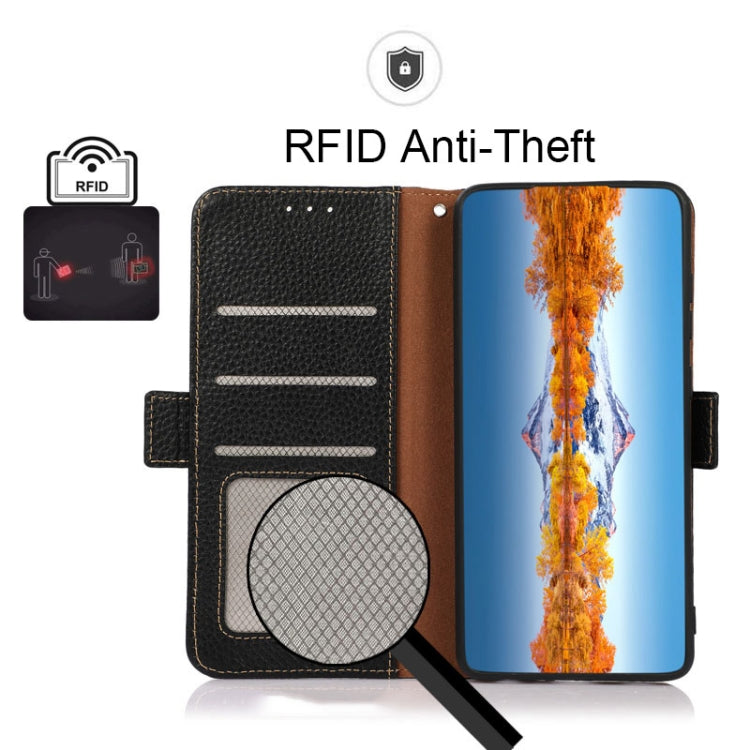 KHAZNEH Side-Magnetic Litchi Genuine Leather RFID Phone Case, For Nokia C20 Plus, For OPPO Reno7 5G / Find X5 Lite, For Xiaomi Redmi Note 11 Pro 5G / 4G Foreign Version, For Xiaomi Redmi Note 11 Pro 5G / 4G                                              ...