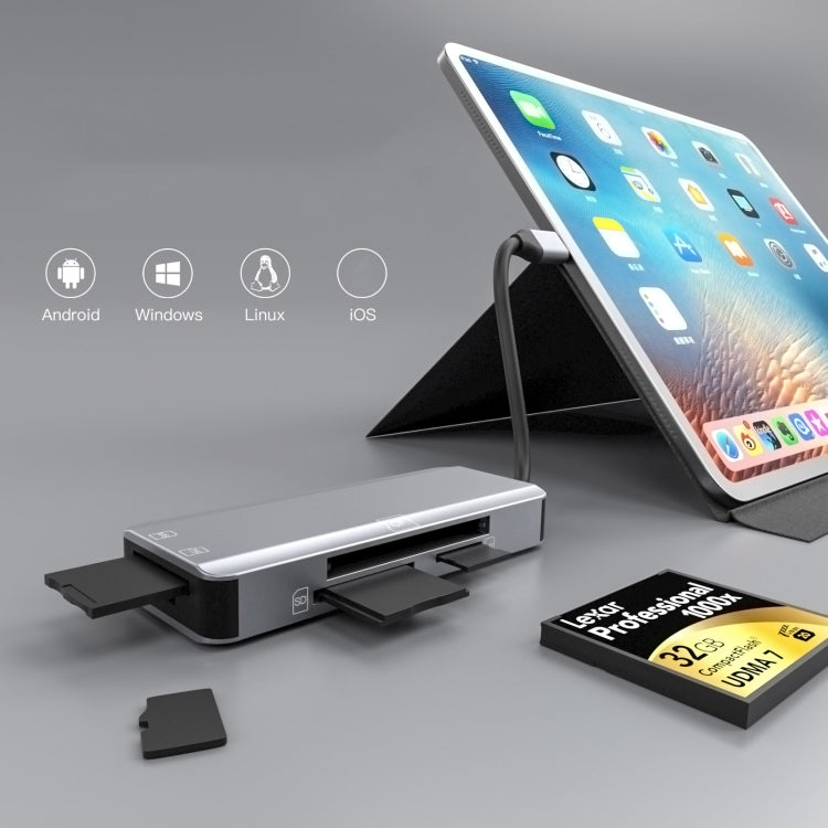 NK-3044 5 in 1 USB-C / Type-C to MS / M2 / CF / TF / SD Card Slots Adapter, NK-3044