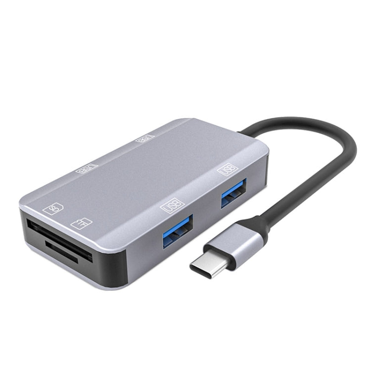 NK-3049 6 in 1 USB-C / Type-C to TF / SD Card Slot + 4 USB Female Adapter, NK-3049