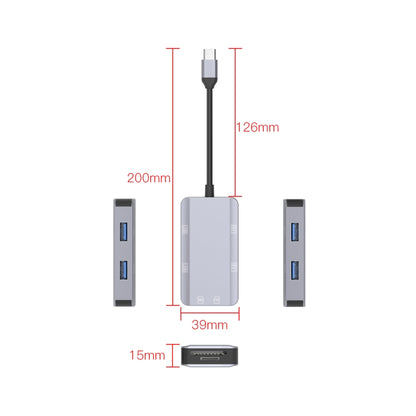 NK-3049 6 in 1 USB-C / Type-C to TF / SD Card Slot + 4 USB Female Adapter, NK-3049