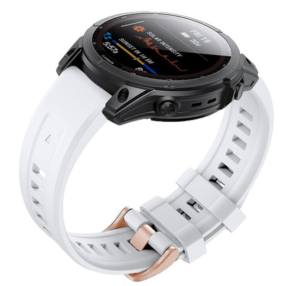 Silicone Rose Gold Buckle Watchband, For Garmin Fenix 7S