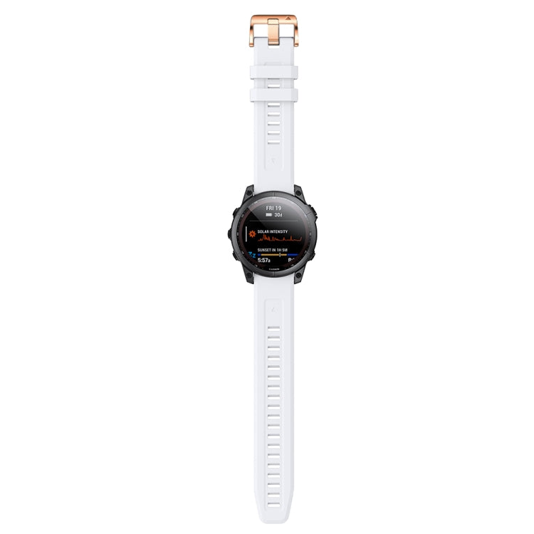 Silicone Rose Gold Buckle Watchband, For Garmin Fenix 7S
