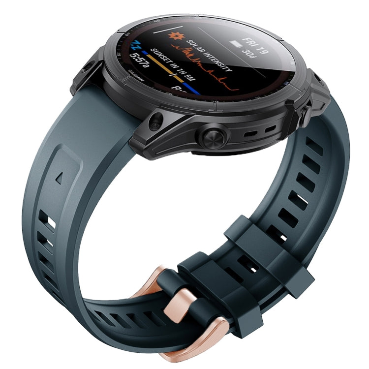 Silicone Rose Gold Buckle Watchband, For Garmin Fenix 7S
