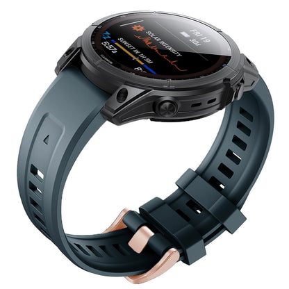 Silicone Rose Gold Buckle Watchband, For Garmin Fenix 7S