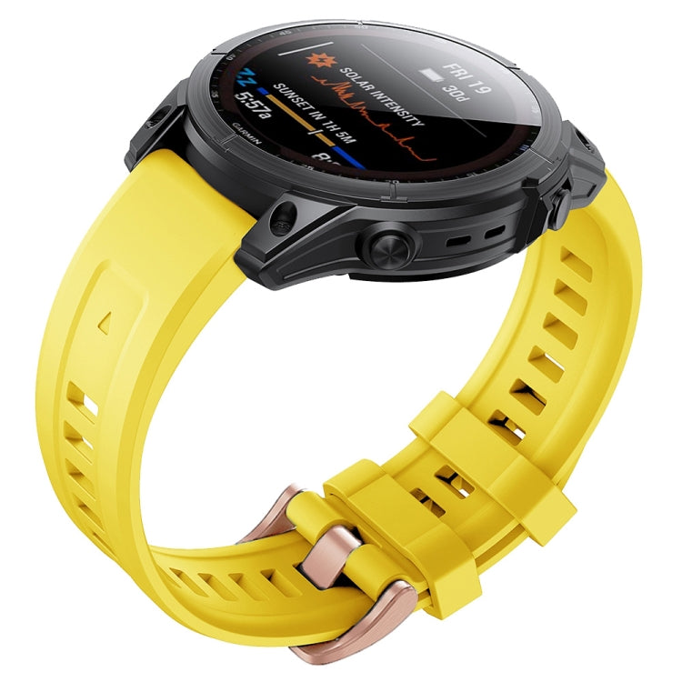 Silicone Rose Gold Buckle Watchband, For Garmin Fenix 7S