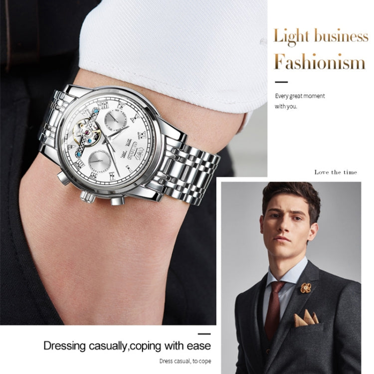 OLEVS 6607 Multi-function Men Big Flywheel Automatic Waterproof Mechanical Watch