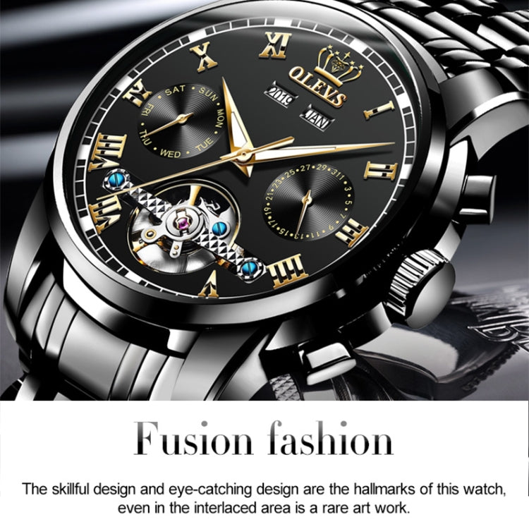 OLEVS 6607 Multi-function Men Big Flywheel Automatic Waterproof Mechanical Watch