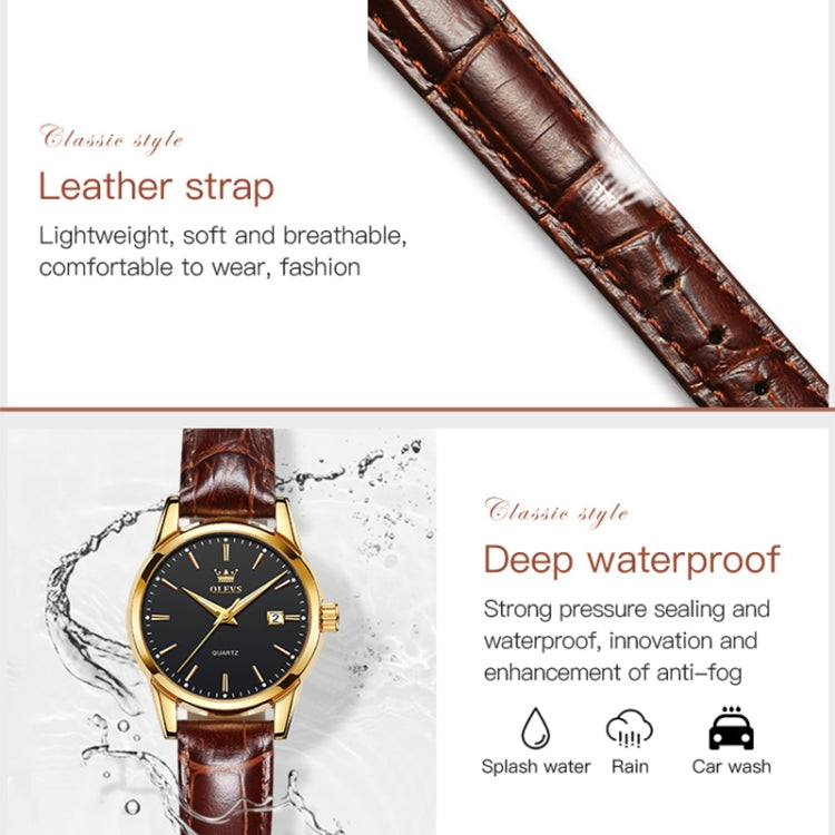OLEVS 6898 Damen Mode Wasserdichte Doppelkalender Quarzuhr