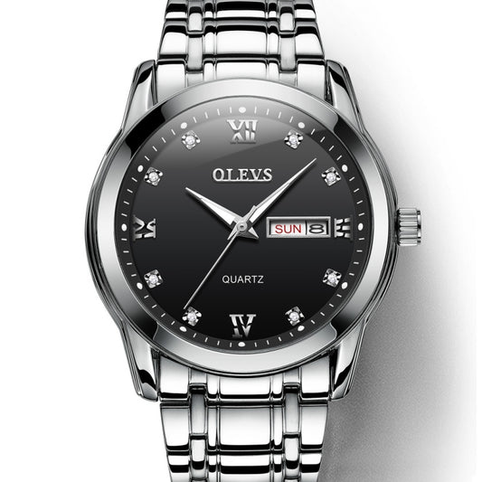 OLEVS 8691 Men Business Luminous Dual Calendar Design Waterproof Quartz Watch, OLEVS 8691 Quartz Watch (Black)