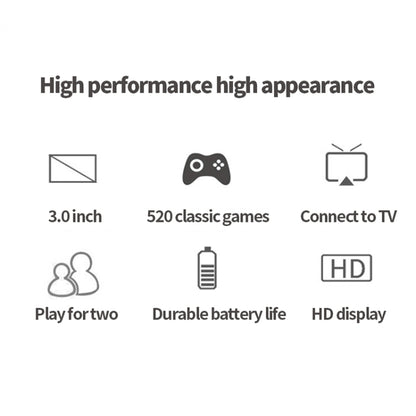 S8 3.0 inch Screen Classic Handheld Game Console Built-in 520 Games