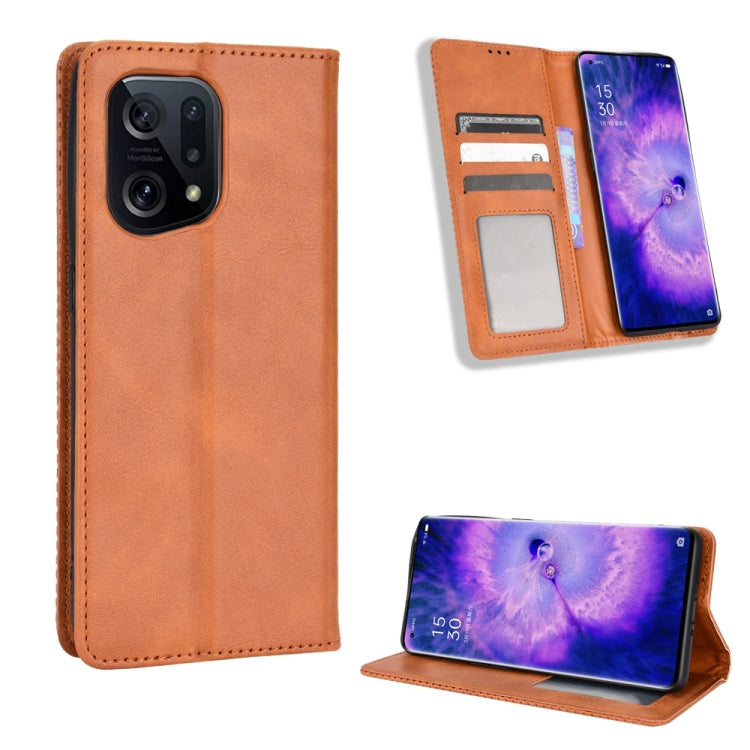 Magnetic Buckle Retro Texture Leather Phone Case, For Cricket Dream 5G / AT&T Radiant Max 5, For OPPO Find N, For OPPO Find X5 Pro, For OPPO Find X5, For OPPO Realme 9 Pro+, For OPPO Realme 9 Pro, For OPPO Realme C35                                    ...