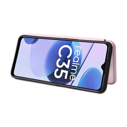 Carbon Fiber Texture Magnetic Flip Leather Phone Case, For OPPO Realme C35, For OPPO Realme GT2 Pro
