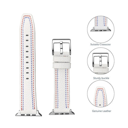 Three-line Leather Watchband For Apple Watch Series, 7 41mm / 6&SE&5&4 40mm / 3&2&1 38mm, 7 45mm / 6&SE&5&4 44mm / 3&2&1 42mm