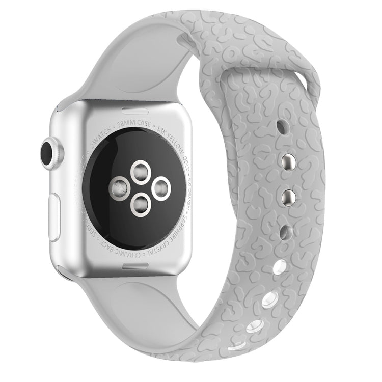 Leopard Embossing Silicone Watchband For Apple Watch Series, 7 41mm / 6&SE&5&4 40mm / 3&2&1 38mm, 7 45mm / 6&SE&5&4 44mm / 3&2&1 42mm