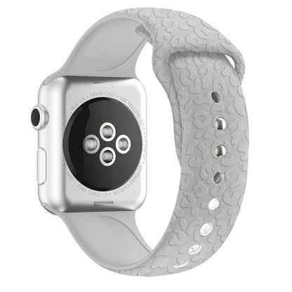Leopard Embossing Silicone Watchband For Apple Watch Series, 7 41mm / 6&SE&5&4 40mm / 3&2&1 38mm, 7 45mm / 6&SE&5&4 44mm / 3&2&1 42mm