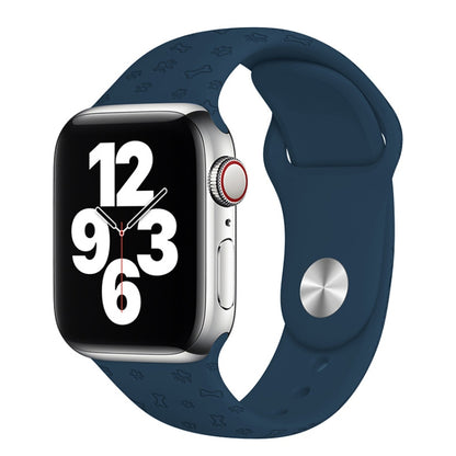 Dog Paw Embossing Silicone Watchband For Apple Watch Series, 7 41mm / 6&SE&5&4 40mm / 3&2&1 38mm, 7 45mm / 6&SE&5&4 44mm / 3&2&1 42mm