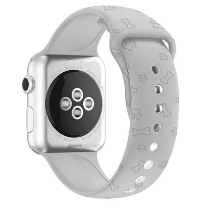 Dog Paw Embossing Silicone Watchband For Apple Watch Series, 7 41mm / 6&SE&5&4 40mm / 3&2&1 38mm, 7 45mm / 6&SE&5&4 44mm / 3&2&1 42mm