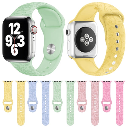 Flamingo Embossing Silicone Watchband For Apple Watch Series, 7 41mm / 6&SE&5&4 40mm / 3&2&1 38mm, 7 45mm / 6&SE&5&4 44mm / 3&2&1 42mm