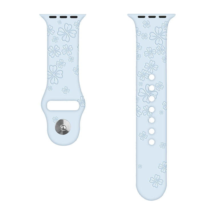 Four-leaf Clover Embossing Silicone Watchband For Apple Watch Series, 7 45mm / 6&SE&5&4 44mm / 3&2&1 42mm, 7 41mm / 6&SE&5&4 40mm / 3&2&1 38mm