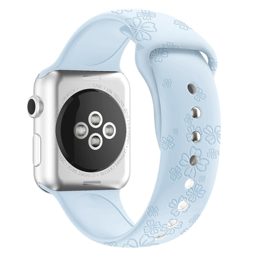 Four-leaf Clover Embossing Silicone Watchband For Apple Watch Series, 7 45mm / 6&SE&5&4 44mm / 3&2&1 42mm, 7 41mm / 6&SE&5&4 40mm / 3&2&1 38mm