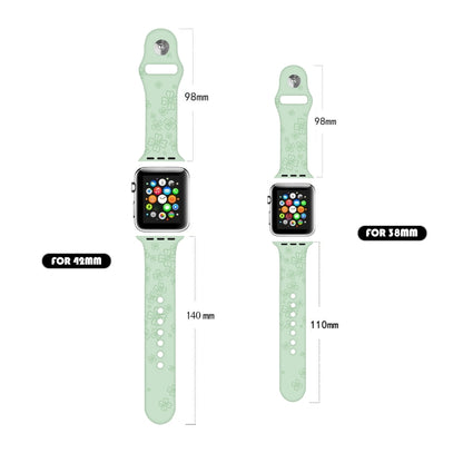 Four-leaf Clover Embossing Silicone Watchband For Apple Watch Series, 7 45mm / 6&SE&5&4 44mm / 3&2&1 42mm, 7 41mm / 6&SE&5&4 40mm / 3&2&1 38mm