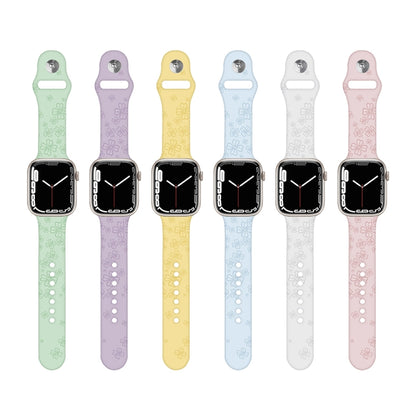 Four-leaf Clover Embossing Silicone Watchband For Apple Watch Series, 7 45mm / 6&SE&5&4 44mm / 3&2&1 42mm, 7 41mm / 6&SE&5&4 40mm / 3&2&1 38mm